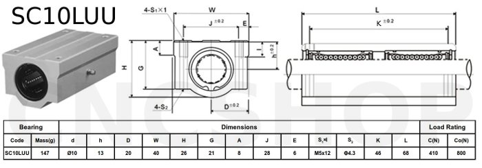 SC10LUU 10mm LONG LINEAR BEARING - Click Image to Close